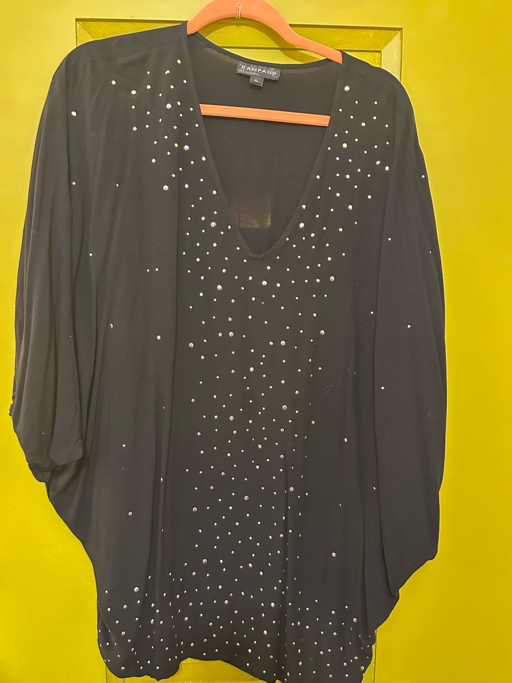 Rampage Women’s Shirt Black with Mixed Metal Studs